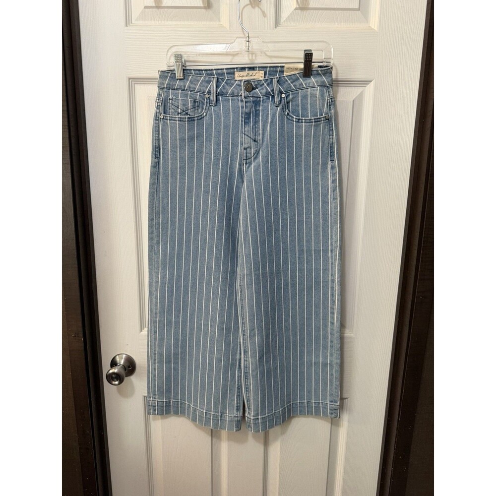 Anthropologie Unpublished Greta Vintage Railway Stripe Cropped Pants Sz 27 NWT